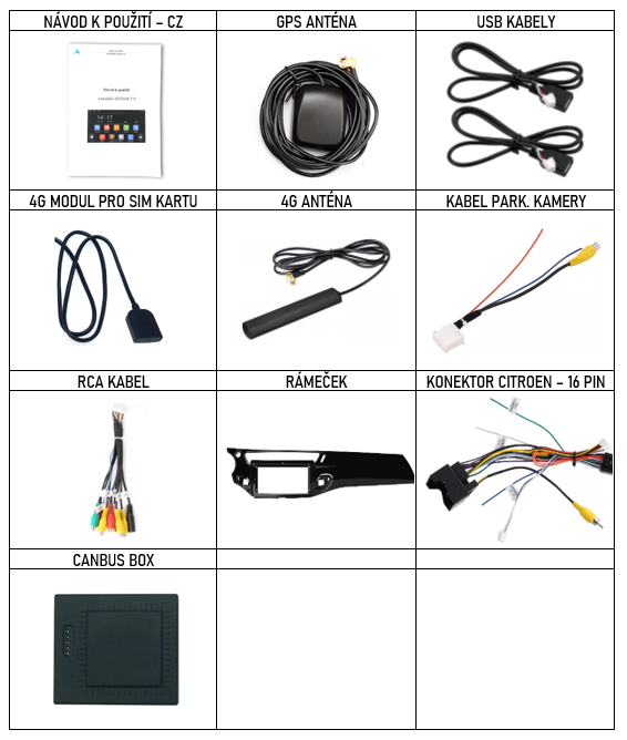 CZ_Příslušenství pro Isudar T72+T75 chytré autorádio Citroen C3 DS3 (2004-2009) evtech.cz